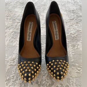 Gold Studded ♠️ Black Leather Carmen Steffens Heels